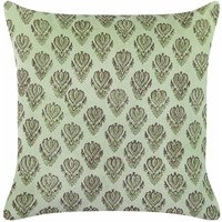 Beliani - Dekokissen Grün Samtstoff florales Motiv quadratisch 45 x 45 cm mit Füllung Wohnaccessoires für Sofa Sessel Bett Wohnzimmer Schlafzimmer von BELIANI