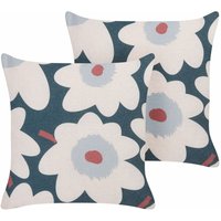 Beliani - Dekokissen 2er Set Mehrfarbig 45 x 45 cm Quadratisch mit Blumen Motiv Florales Muster Modern für Wohnzimmer Schlafzimmer Bett Sessel - Bunt von BELIANI