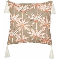 Beliani - Dekokissen Mehrfarbig Baumwolle Quadratisch 45x45 cm mit Füllung Reißverschluss Quasten Perlen Palmenmotiv Modern Sofakissen Zierkissen Deko von BELIANI
