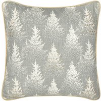 Beliani - Dekokissen Grau Baumwollbezug mit Füllung Biese Quadratisch 45x45 cm Weihnachtsmotiv Tannenbaum Reißverschluss Wohnzimmer Schlafzimmer von BELIANI