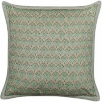 Beliani - Dekokissen Olivgrün Baumwolle 45 x 45 cm Bezug mit Füllung Reißverschluss Paspel Pflanzenmuster Klassisch Sofakissen Wohnzimmer Schlafzimmer von BELIANI