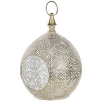 Laterne 33 cm Gold aus Metall und Glas mit Verzierungen Wohnaccessoires Dekoartikel Tischdekoration Glamourös - Weiß von BELIANI