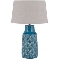 Tischlampe in Blau Keramik 55 cm mit dekorativen Verzierungen langes Kabel mit Schalter Wohnzimmer Glamour - Blau von BELIANI