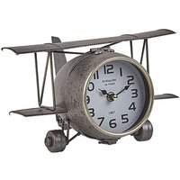 Beliani - Tischuhr Silber Höhe 15 cm Flugzeugform Schlafzimmer Wohnzimmer - Schwarz von BELIANI