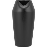 Vase Schwarz Steinzeug 33 cm Hoch Schlank Rund mit Breiter Öffnung Unregelmässige Form Modern Wohnartikel Dekovase Tischdeko Accessoires - Schwarz von BELIANI