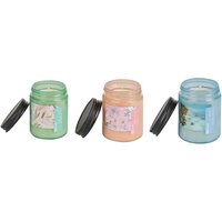 Duftkerze 3er Set Mehrfarbig Sojawachs mit Baumwolldocht im Glas mit Deckel Duftnoten: Meersalz Aloha Orchidee Ozeanfrische Geschenkset von BELIANI