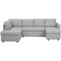 Beliani - Ecksofa Hellgrau Polsterbezug U-Förmig Universal Schlaffunktion Skandinavisch Wohnzimmer Beliani - Ecksofa Hellgrau Polsterbezug U-Förmig Universal Schlaffunktion Skandinavisch Wohnzimmer von BELIANI
