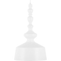 Beliani - Hängeleuchte Weiß Metall gedrechselte Holz-Optik mit Schirm in Glockenform Retro Stil - Weiß von BELIANI