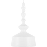 Beliani - Hängeleuchte Weiß Metall gedrechselte Holz-Optik mit Schirm in Glockenform Retro Stil von BELIANI