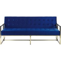 Sofa Blau Samtstoff Gestell in Gold 3-Sitzer Schlaffunktion Zeitgenössisch Wohnzimmer von BELIANI