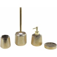Beliani - Badezimmer Set Gold Keramik 4-teilig Trinkglas Seifenschale Seifenspender Toilettenbürste Badezimmer - Gold von BELIANI