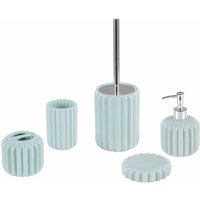 Beliani - Badezimmer Set Blau Keramik 5-teilig Trinkglas Seifenschale Seifenspdender Toilettenbürste Zahnbürstenhalter Badezimmer - Silber von BELIANI