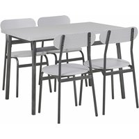 Essgruppe Grau/Schwarz Stahl und MDF-Platte rechteckiger Tisch 110x70 cm mit 4 Stühlen Moderner Industrieller Retro Stil Küche Wohn-Küche - Schwarz von BELIANI