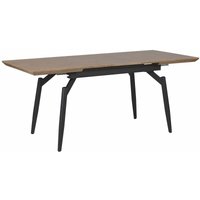 Esstisch Braun MDF-Platte für 8 Personen 140x80 cm ausziehbar 180 x 80 cm rechteckig mit Metallgestell Schwarz Wohnküche Esszimmer Wohnzimmer von BELIANI