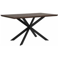 Esstisch Dunkelbraun / Schwarz 80 x 140 cm Holzfurnierte MDF Tischplatte Metallfüßen Rechteckig Modern - Schwarz von BELIANI