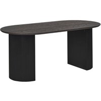 Esstisch Schwarz 180 x 90 cm mdf Tischplatte Oval Geriffelte Beine Minimalistischer Stil Modernes Design Esszimmermöbel von BELIANI
