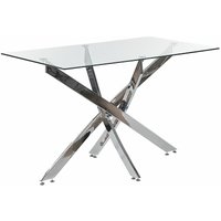 Esstisch Transparent Sicherheitsglas und Eisen 120 x 70 cm mit Silbernem Metallgestell Rechteckig Modern Glamour Esszimmer Ausstattung Möbel von BELIANI