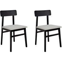 Esszimmerstühle 2er-Set Schwarzes Gestell aus Gummibaumholz Grau Sitz Polyestergewebe Armloses Retro-Design Esszimmerstühle 2er-Set Schwarzes Gestell aus Gummibaumholz Grau Sitz Polyestergewebe Armloses Retro-Design von BELIANI