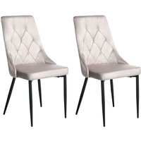 Beliani - Esszimmerstühle 2er Set Taupe Samtstoff mit Schwarzen Beinen Ohne Armlehnen Modern Gesteppt Polsterstühle Esszimmer von BELIANI