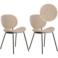 Beliani - Esszimmerstühle 2er Set Taupe aus Bouclé Schwarze Beine Modernes Retro Design für Esszimmer von BELIANI