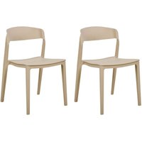 Beliani - Esszimmerstuhl 2er Set Beige Kunststoff Stapelbar mit Loch in der Rückenlehne ohne Armlehnen ohne Polster Runde Lehne Modernes Design Stuhl Beliani - Esszimmerstuhl 2er Set Beige Kunststoff Stapelbar mit Loch in der Rückenlehne ohne Armlehnen ohne Polster Runde Lehne Modernes Design Stuhl von BELIANI