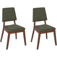 Beliani - Esszimmerstuhl 2er Set Dunkelbraun u. Dunkelgrün Gummibaumholz mit Sitzpolster Hohe Rückenlehne ohne Armlehnen Klassisch Holzstuhl Beliani - Esszimmerstuhl 2er Set Dunkelbraun u. Dunkelgrün Gummibaumholz mit Sitzpolster Hohe Rückenlehne ohne Armlehnen Klassisch Holzstuhl von BELIANI