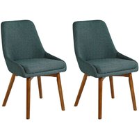 Beliani - Esszimmerstuhl 2er Set Dunkelgrün Polsterbezug Dicke Sitzkissen Holzbeine Minimalismus von BELIANI