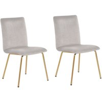 Beliani - Esszimmerstuhl 2er Set Grau Samtstoff Metallbeine in Gold Modern von BELIANI