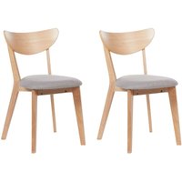 Esszimmerstuhl 2er Set Hellbraun / Grau Gummibaumholz mit Gepolsterten Sitzen Hoher Rückenlehne Moderner Stil Esszimmer Ausstattung Esszimmerstuhl 2er Set Hellbraun / Grau Gummibaumholz mit Gepolsterten Sitzen Hoher Rückenlehne Moderner Stil Esszimmer Ausstattung von BELIANI
