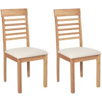 Beliani - Esszimmerstuhl 2er Set Hellbraun u. Hellbeige Gummibaumholz mit Sitzpolster Streben Hohe Rückenlehne ohne Armlehnen Klassisch Holzstuhl Beliani - Esszimmerstuhl 2er Set Hellbraun u. Hellbeige Gummibaumholz mit Sitzpolster Streben Hohe Rückenlehne ohne Armlehnen Klassisch Holzstuhl von BELIANI