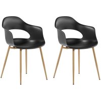 Esszimmerstuhl 2er Set Schwarz Kunststoff mit Metallgestell Modern Skandinavisch Wohnzimmer Esszimmer Flur Diele Ausstattung Sitzmöbel Esszimmerstuhl 2er Set Schwarz Kunststoff mit Metallgestell Modern Skandinavisch Wohnzimmer Esszimmer Flur Diele Ausstattung Sitzmöbel von BELIANI