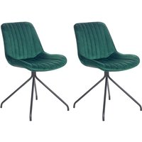 Esszimmerstuhl 2er Set Smaragdgrün Samt mit Schwarzen Metallbeinen Glamourös Retro Wohnzimmer Essbereich Flur Diele Möbel Ausstattung Sitzmöbel von BELIANI