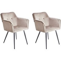Beliani - Esszimmerstuhl 2er Set Taupe Samtstoff Metallbeine Retro-Stil von BELIANI