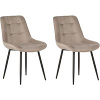 Beliani - Esszimmerstuhl 2er Set Taupe Samtstoff mit Schwarzen Metallbeinen Retro Design Polsterstuhl Ohne Armlehnen Wohnzimmer Esszimmer Ausstattung Beliani - Esszimmerstuhl 2er Set Taupe Samtstoff mit Schwarzen Metallbeinen Retro Design Polsterstuhl Ohne Armlehnen Wohnzimmer Esszimmer Ausstattung von BELIANI