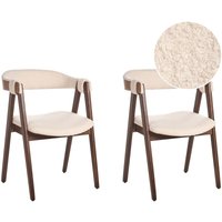 Beliani - Esszimmerstuhl 2er Set beige Polyester Bouclé-Stoffbezug Dunkle Holzbeine Hohe Rückenlehne Traditioneller Stil für Wohnzimmer Esstisch Beliani - Esszimmerstuhl 2er Set beige Polyester Bouclé-Stoffbezug Dunkle Holzbeine Hohe Rückenlehne Traditioneller Stil für Wohnzimmer Esstisch von BELIANI