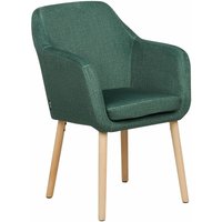Esszimmerstuhl Grün Samt mit Hellen Holzbeinen Hohen Armlehnen Retro-Design Wohnzimmer Wohnküche Esszimmer Ausstattung Sitzmöbel von BELIANI