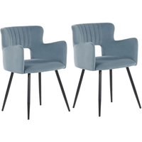 Esszimmerstuhl Hellblau Polsterbezug mit Armlehnen vier stabilen Beinen Wohnzimmer Esszimmer Küche Elegant Klassisch von BELIANI