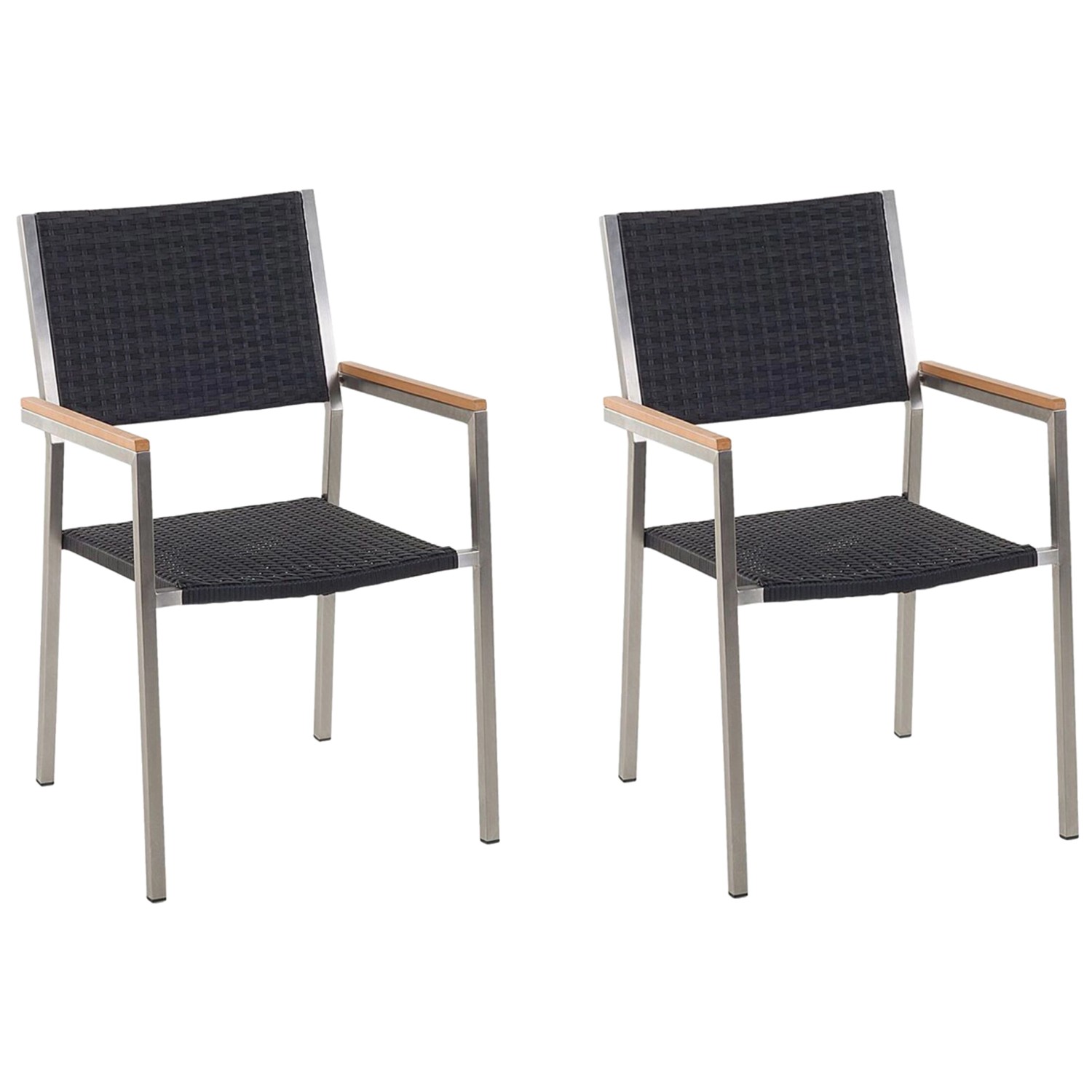 Beliani Esszimmerstuhl Schwarz Silber 58x55x87 Beliani Esszimmerstuhl Schwarz Silber 58x55x87 von BELIANI