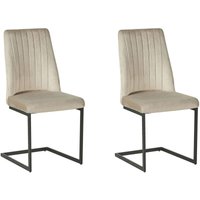 Beliani - Freischwinger Stuhl 2er Set Grau Samtstoff mit hoher Rückenlehne Metallgestell Modernes Design für Ess-, Wohn- und Arbeitszimmer von BELIANI