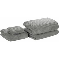 Badehandtuch 4er Set Grau Baumwolle 30x50 cm / 50x100 cm / 70x140 cm / 100x150 cm Frottee Handtücher in verschiedenen Größen - Grau von BELIANI