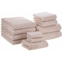 Badehandtuch Set mit Badematte 11-teilig Rosa Baumwolle Frottee Handtücher in verschiedenen Größen Badteppich Bad Ausstattung Accessories - Rosa von BELIANI