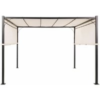 Garten Pergola Beige mit Dach LED-Beleuchtung Sonnenschutz Gartenausstattung Wasserabweisend Quadratisch Garten-Möbel Terrassen-Möbel Pavillon von BELIANI