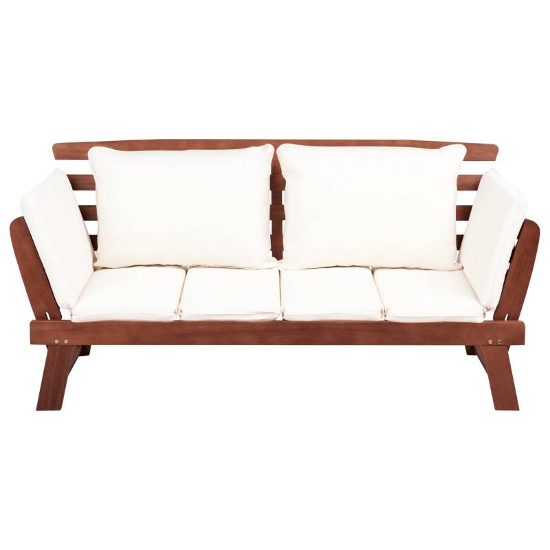 Beliani Gartenbank Dunkler Holzfarbton Weiss 66x210x82 von BELIANI