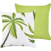 Gartenkissen 2er Set Grün Polyester Quadratisch 45 x 45 cm Wasserabweisend Dekokissen mit Füllung für Garten Terrasse Balkon Innenräume Gartenkissen 2er Set Grün Polyester Quadratisch 45 x 45 cm Wasserabweisend Dekokissen mit Füllung für Garten Terrasse Balkon Innenräume von BELIANI