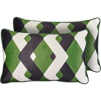 Beliani - Gartenkissen 2er Set Mehrfarbig Polyester ZickZack-Muster Rechteckig 30x50 cm Wasserabweisend Dekokissen mit Füllung für Garten Terrasse von BELIANI