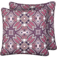 Gartenkissen 2er Set Violett Polyester Orientalisch Quadratisch 45x45 cm Wasserabweisend Dekokissen mit Füllung für Garten Terrasse Balkon Gartenkissen 2er Set Violett Polyester Orientalisch Quadratisch 45x45 cm Wasserabweisend Dekokissen mit Füllung für Garten Terrasse Balkon von BELIANI