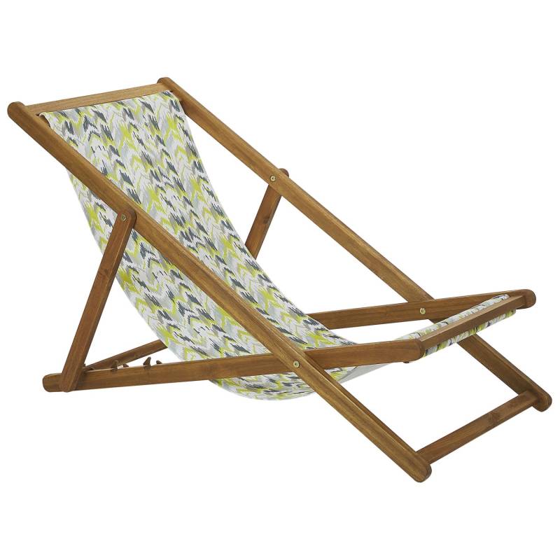 Beliani Gartenliege Bunt Weiss Heller Holzfarbton Grau Gelb 97x54x70 von BELIANI