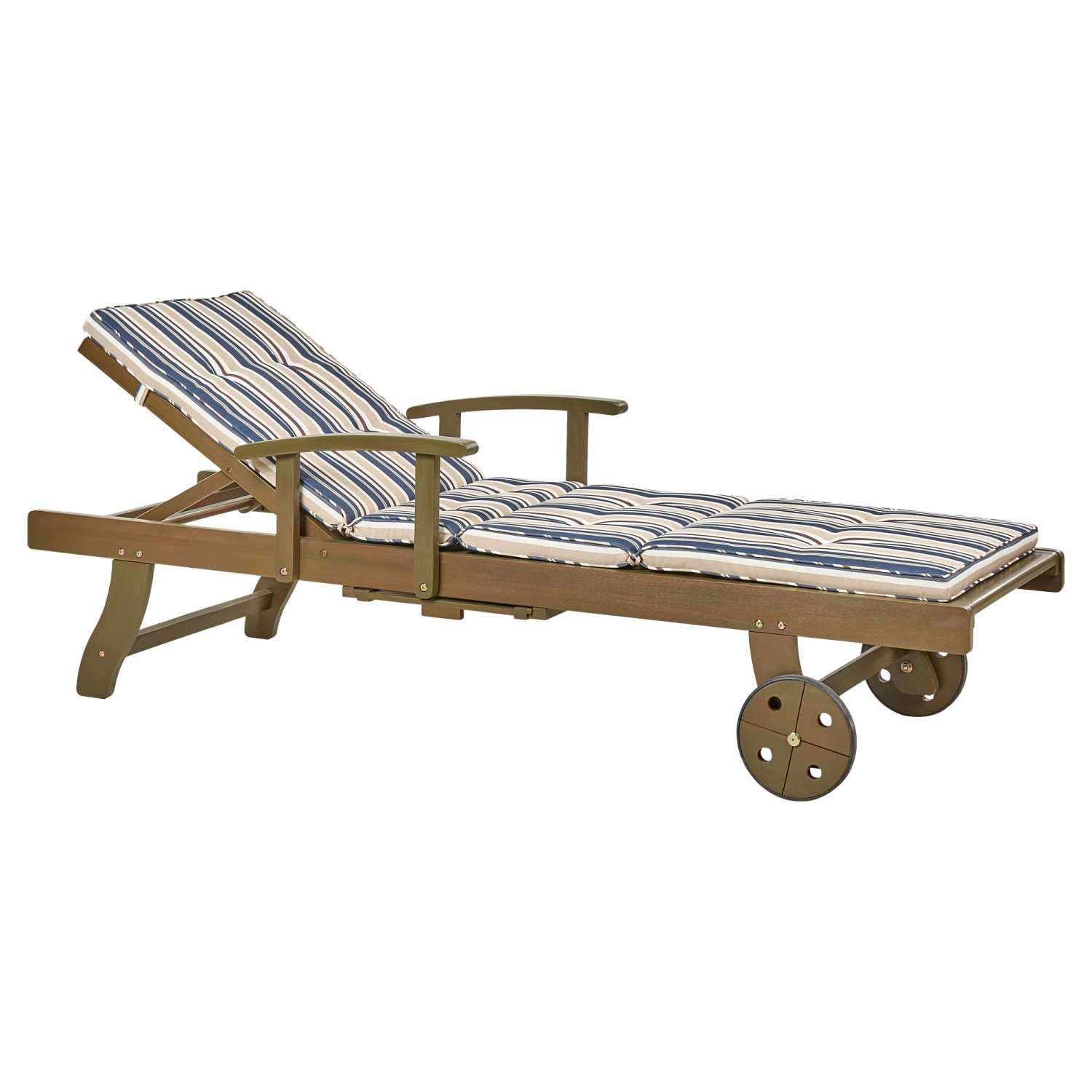 Beliani Gartenliege Dunkler Holzfarbton Blau Beige 196x64x35 Beliani Gartenliege Dunkler Holzfarbton Blau Beige 196x64x35 von BELIANI
