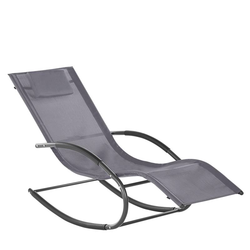 Beliani Gartenliege Grau Schwarz 155x60x90 von BELIANI