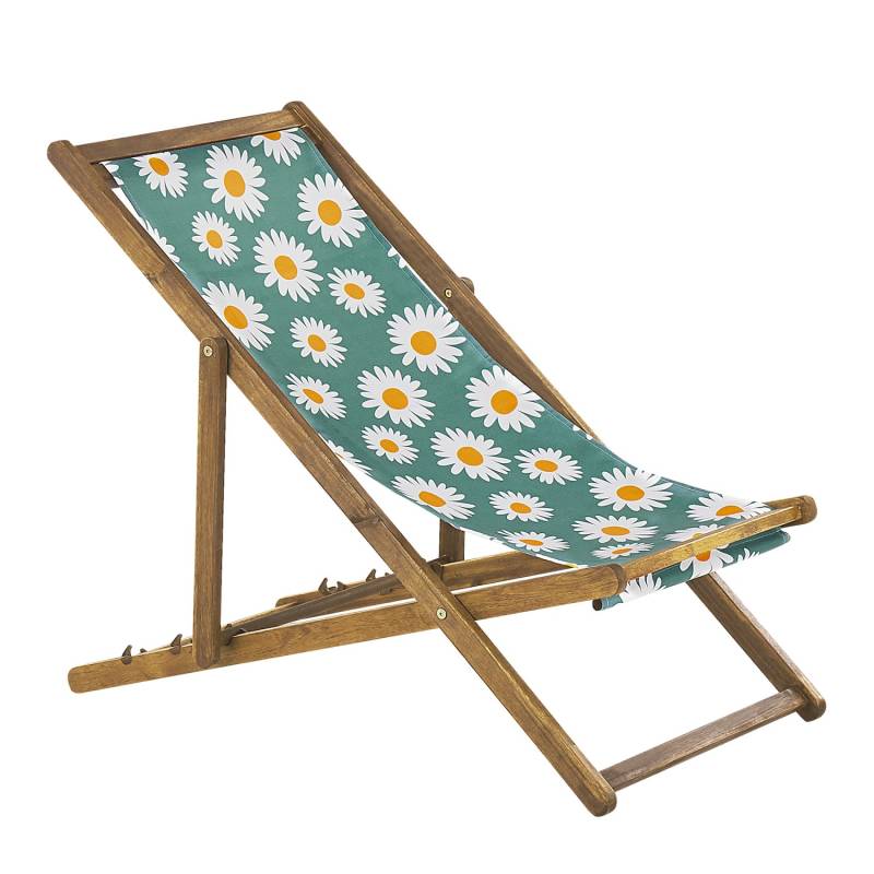 Beliani Gartenliege Grün Bunt Weiss Heller Holzfarbton Grün Gelb 97x54x70 von BELIANI